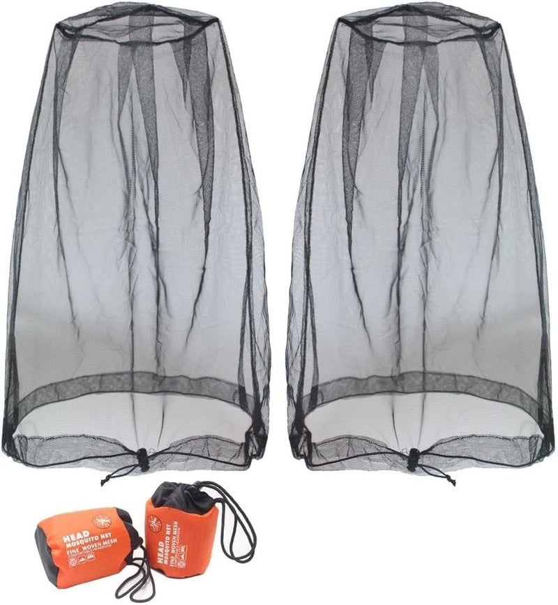 Ducclucc Breathable Mosquito Head Net Head Bug Net for Hat Fits Most Sizes of Hats (2pcs, 47.2" L x 23.6" W, Black) - Image 1